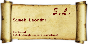 Simek Leonárd névjegykártya